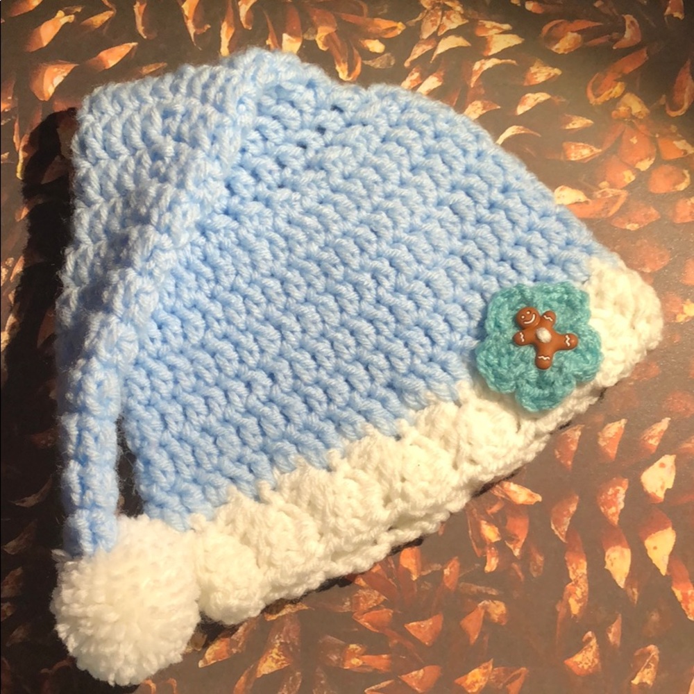 Baby boy 1st Christmas photo prop santa hat blue